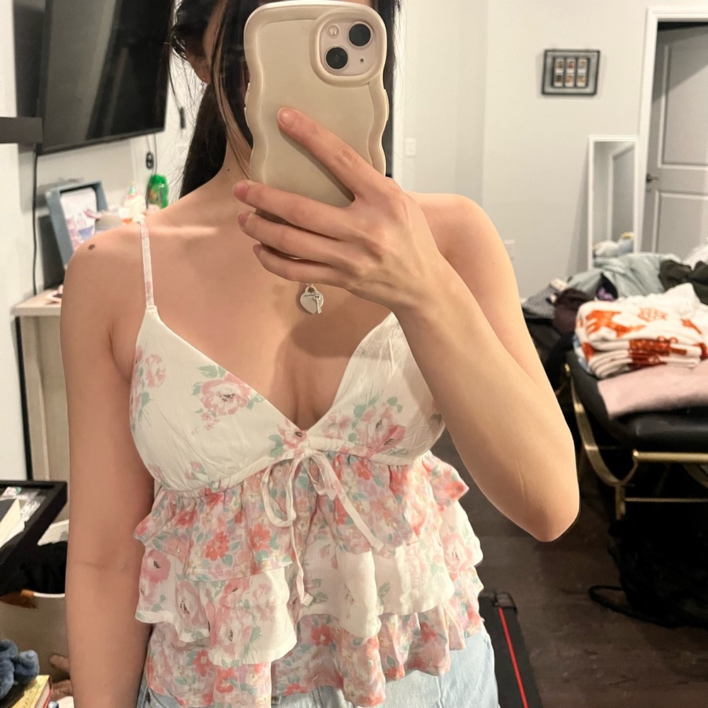 Hollister Floral Spaghetti Strap Top